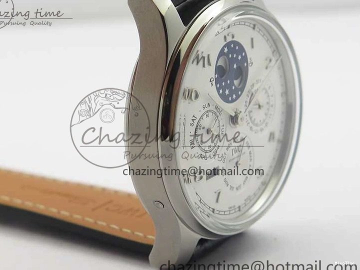 MIROTIME 0128 Portugieser Perpetual Calendar IW503406 V9F 1:1 Best Edition Silver Dial on Black Leather Strap A FastDry 7115